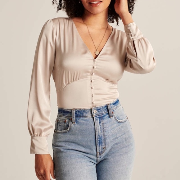 Abercrombie & Fitch Tops - Abercrombie & Fitch Satin Long-Sleeve Button-Up